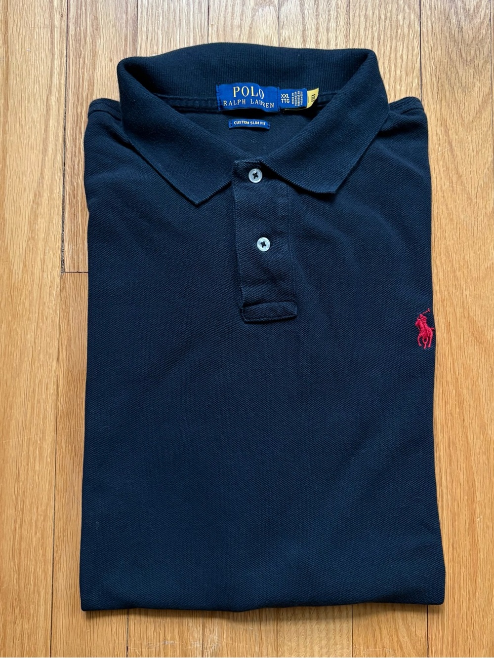 Polo Ralph Lauren Mens Short Sleeve Polo Shirt Custom Slim Fit 2XL XXL Black